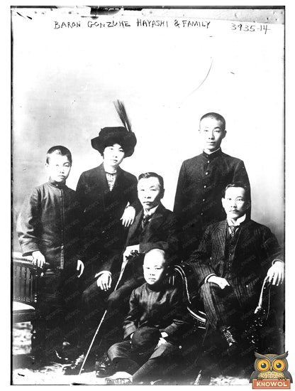 Historic Baron Gonzuke Hayashi & family Print, Vintage Art