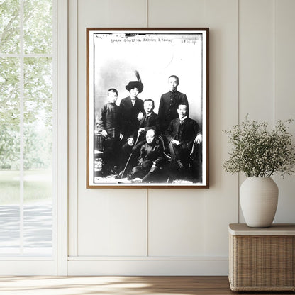 Historic Baron Gonzuke Hayashi & family Print, Vintage Art