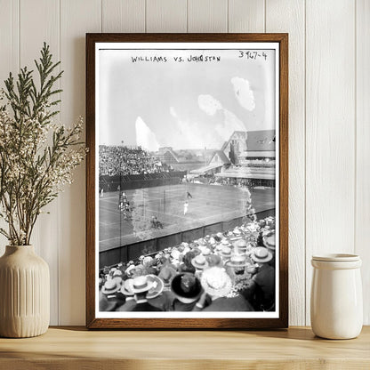 1916 Tennis Showdown: Williams vs Johnston Action Shot