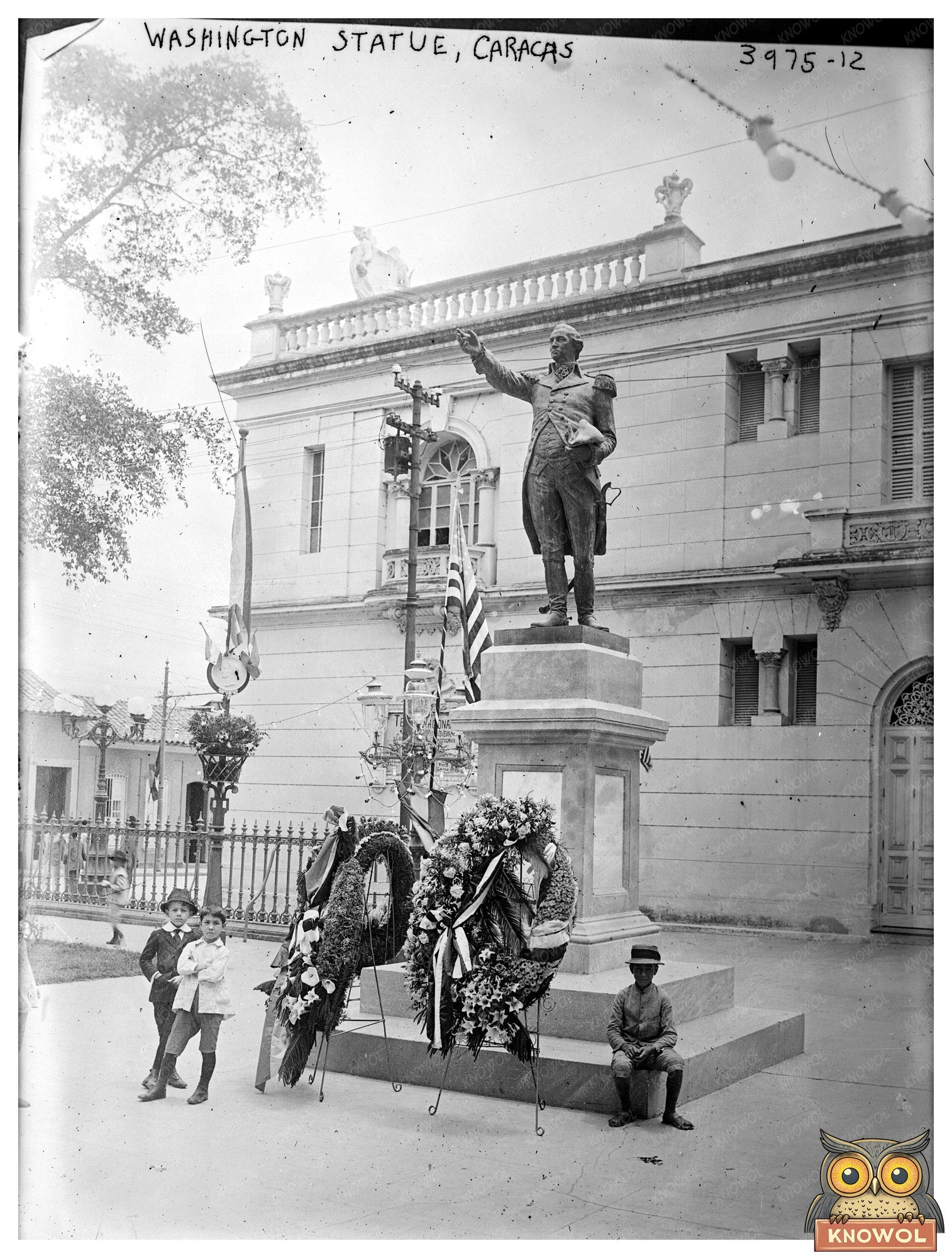 Historic Washington Statue, Caracas Print, Vintage Art