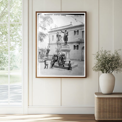 Historic Washington Statue, Caracas Print, Vintage Art