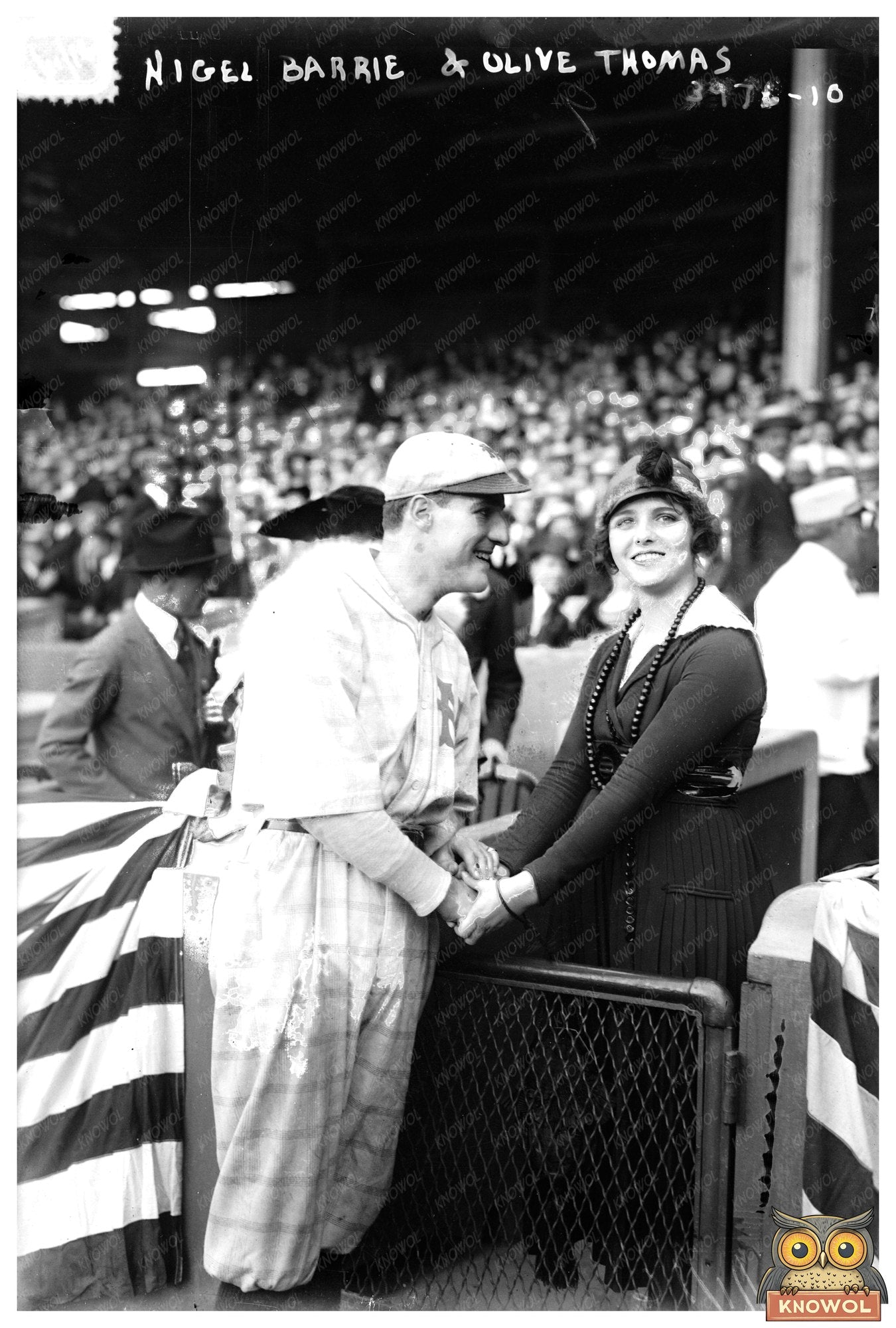1916 Baseball Star Nigel Barrie with Olive Thomas