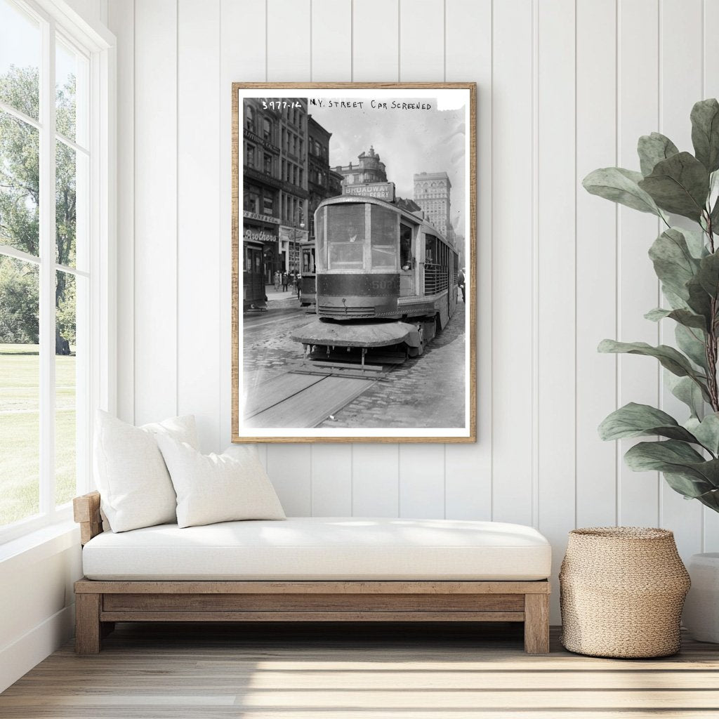 Vintage New York Streetcar Scene, 1915-1920