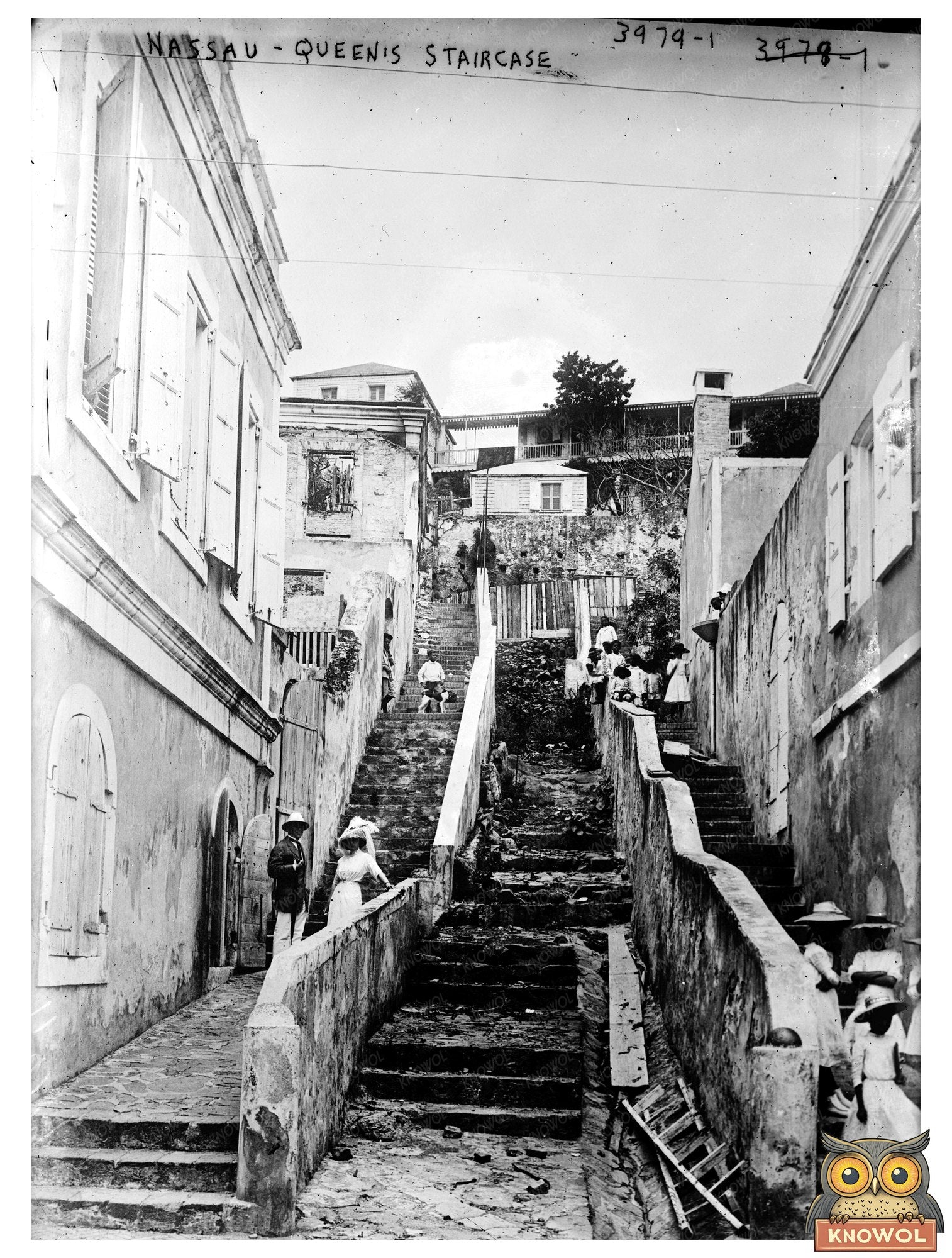 Historic Nassau -- Queen's Staircase Print, Vintage Art
