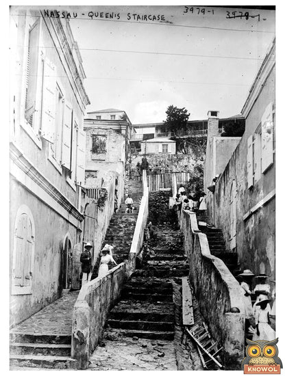 Historic Nassau -- Queen's Staircase Print, Vintage Art