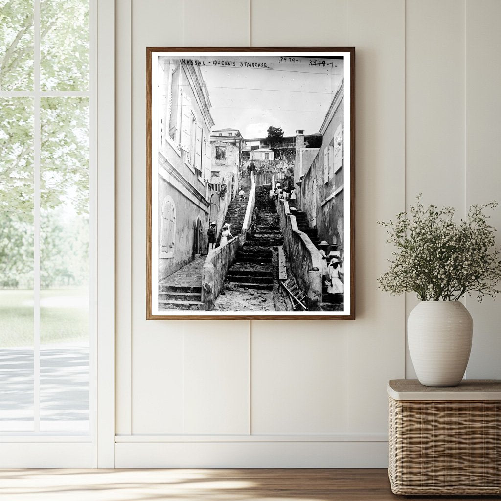 Historic Nassau -- Queen's Staircase Print, Vintage Art