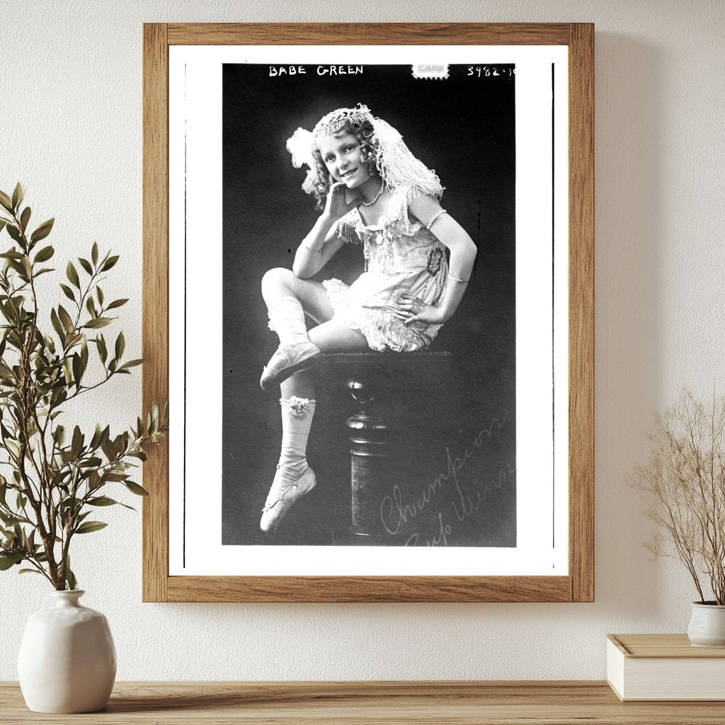 Historic Babe Green [ballet] Print, Vintage Art