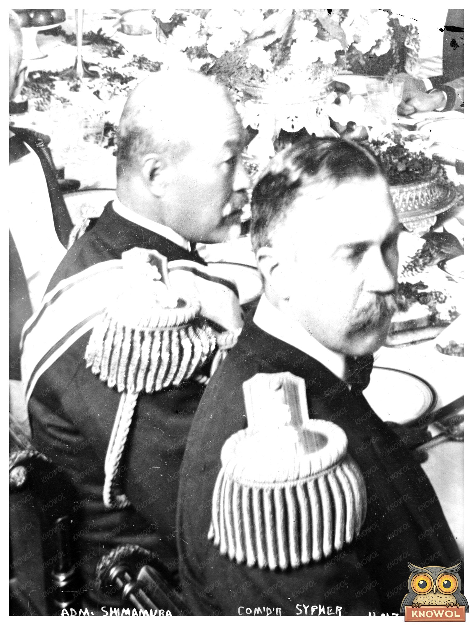 Historic Adm. Shimamura, Comdr. Sypher Print, Vintage Art