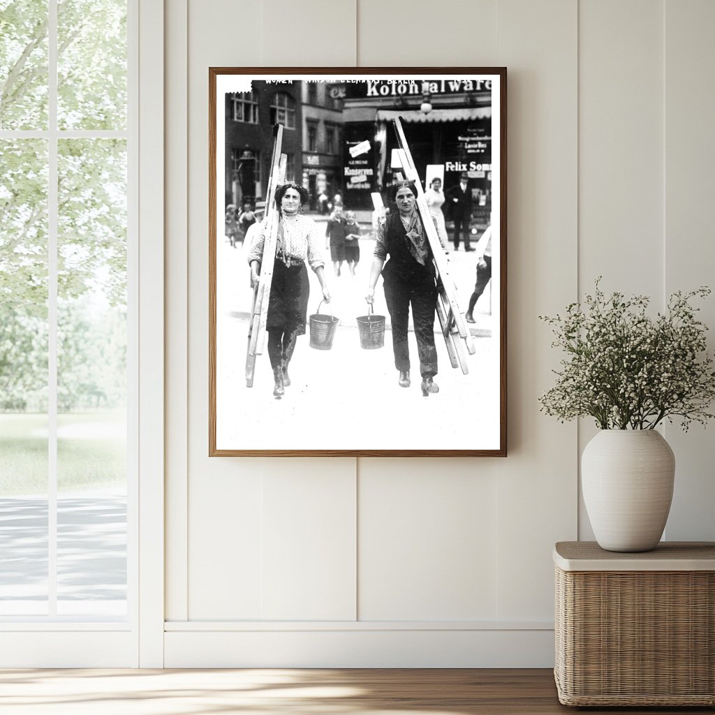 Historic Women window cleaners, Berlin Print, Vintage Art
