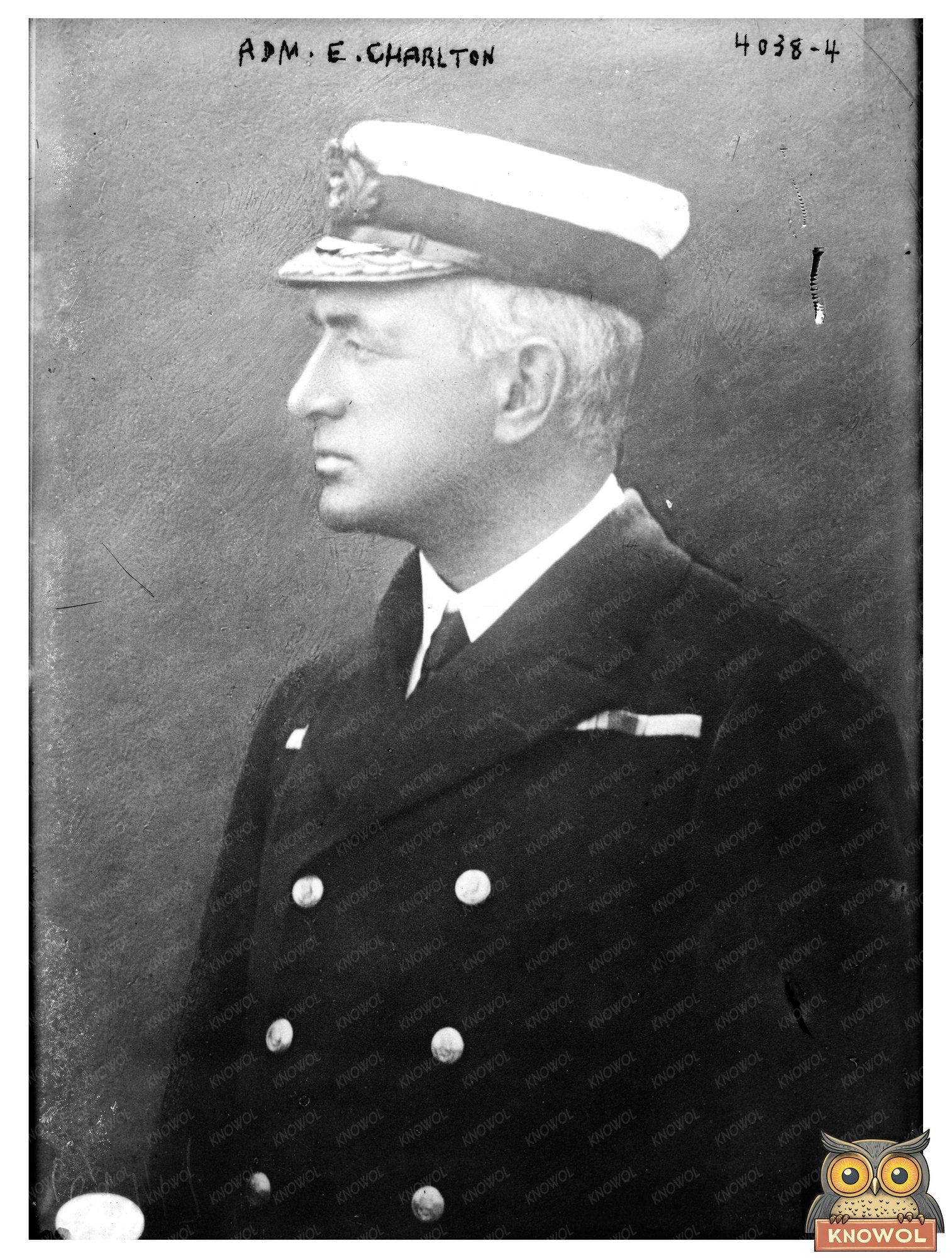 Historic Adm. E. Charlton Print, Vintage Art