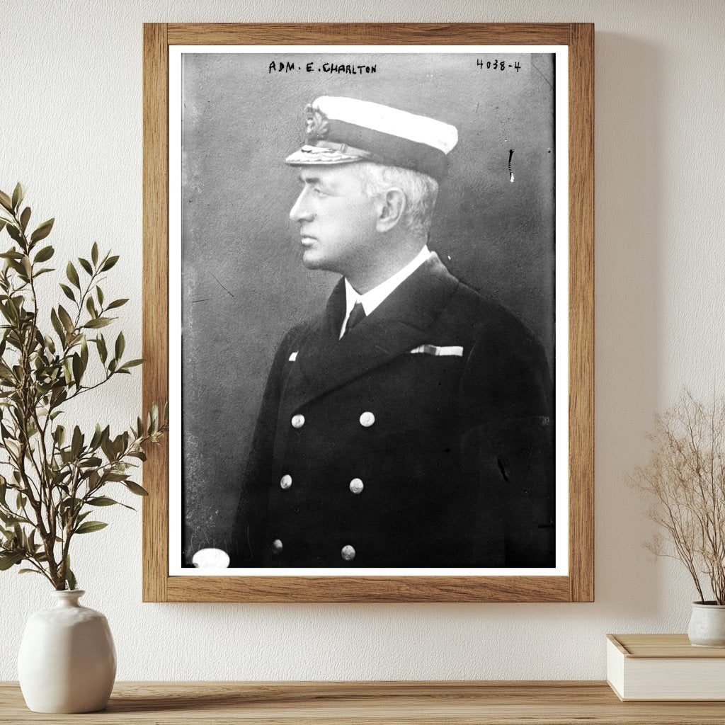 Historic Adm. E. Charlton Print, Vintage Art