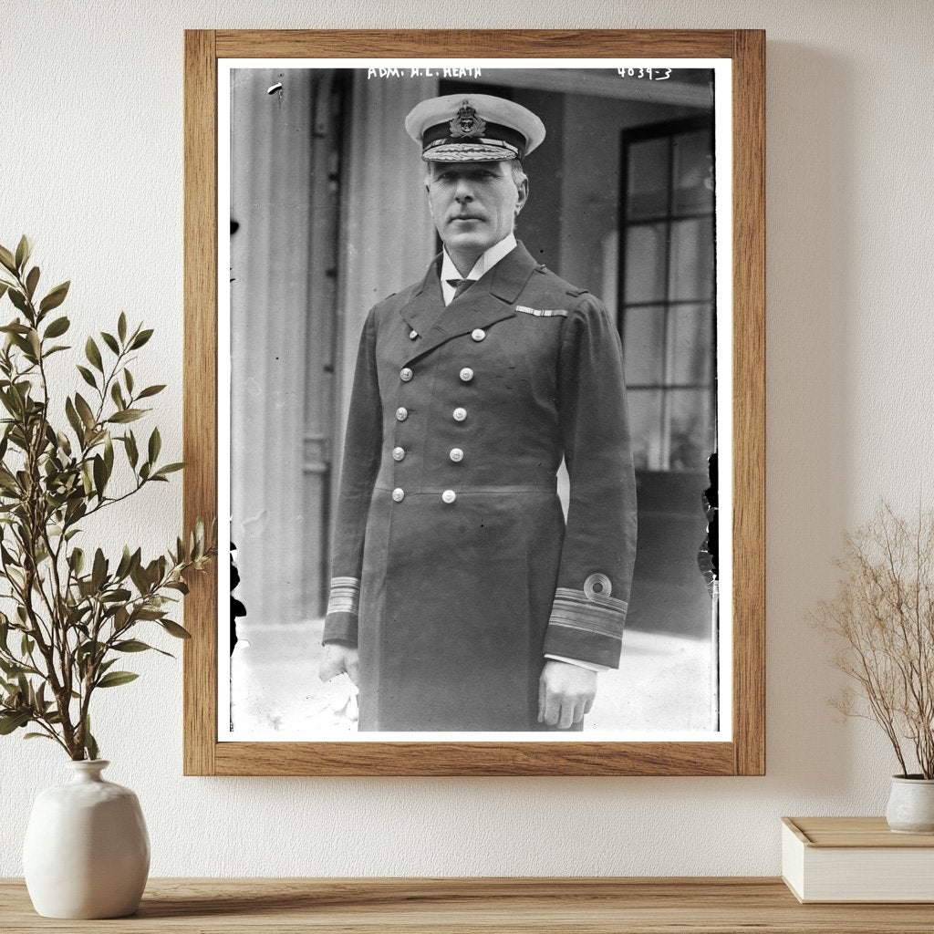 Historic Adm. H.L. Heath Print, Vintage Art