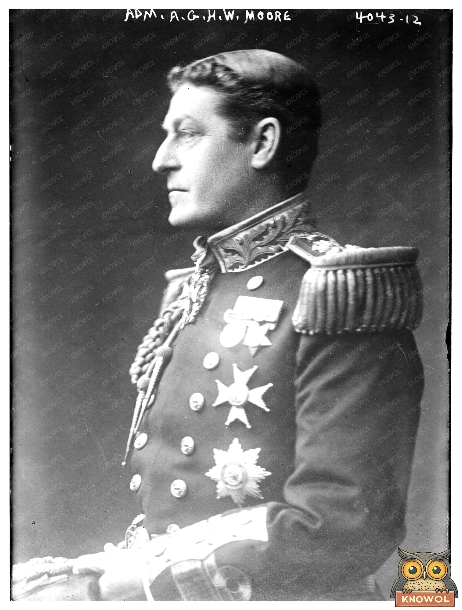 Historic Adm. A.G.H.W. Moore Print, Vintage Art