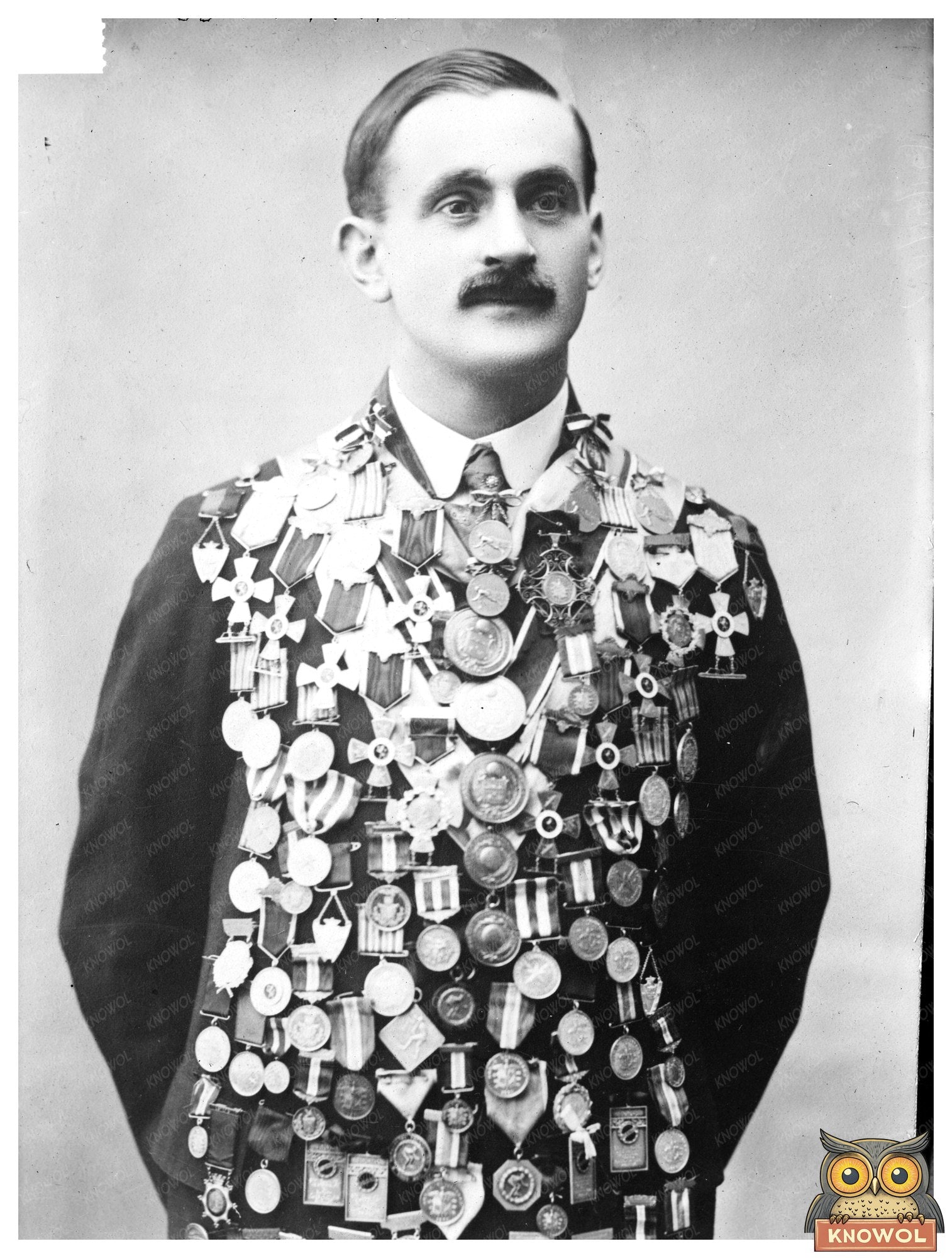 Historic Oscar Mathisen with medals Print, Vintage Art