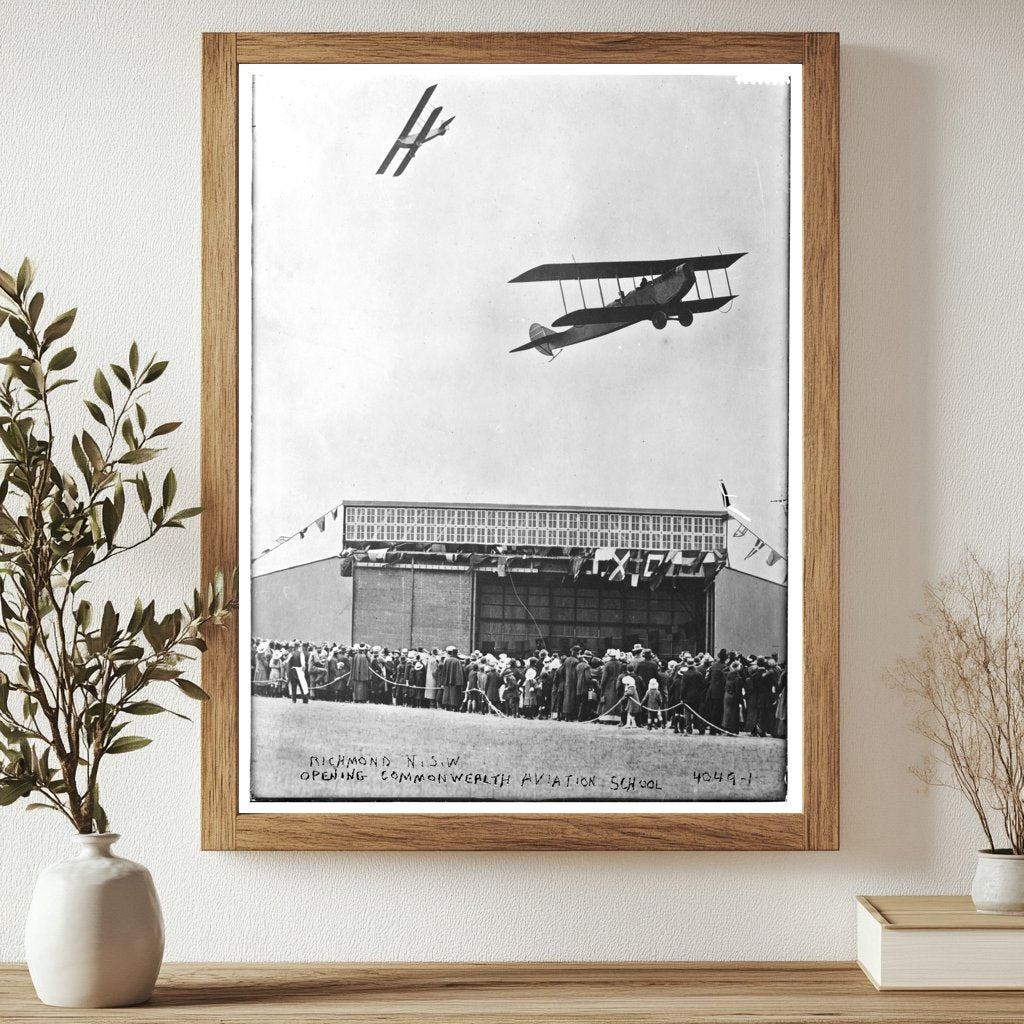 Historic Richmond N.S.W. -- Opening Commonwealth Aviation School Print, Vintage Art