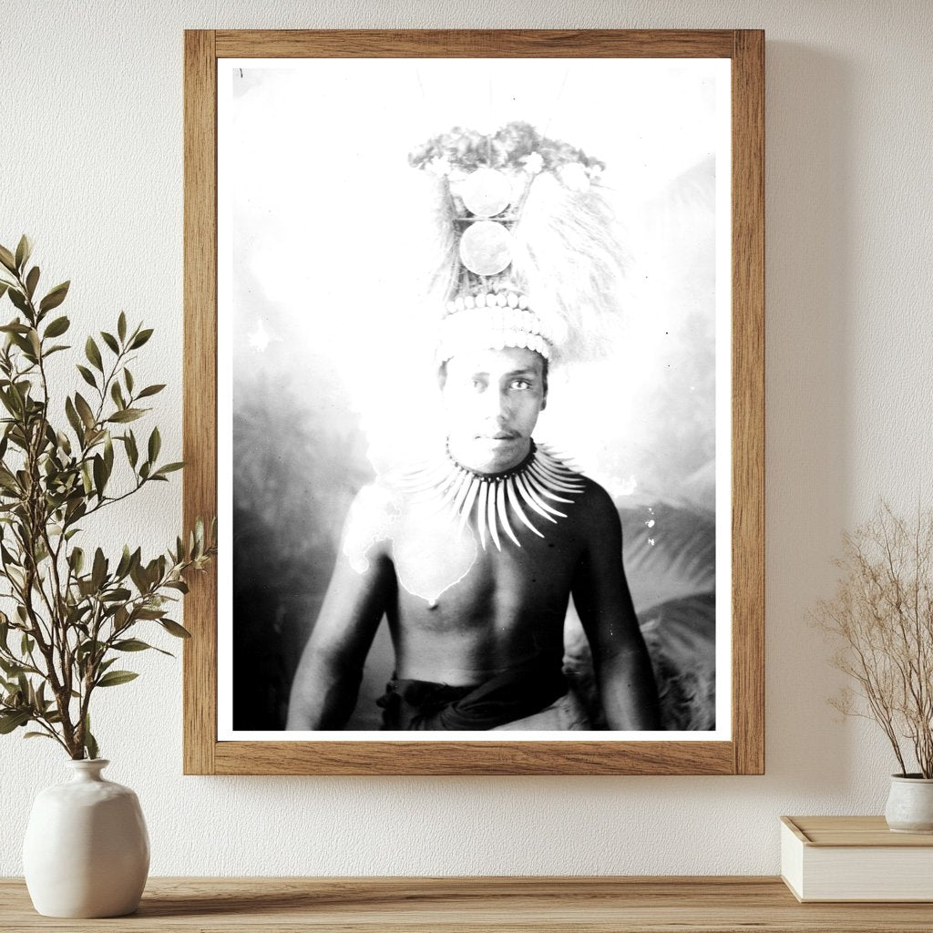 Historic Samoan Chief Print, Vintage Art