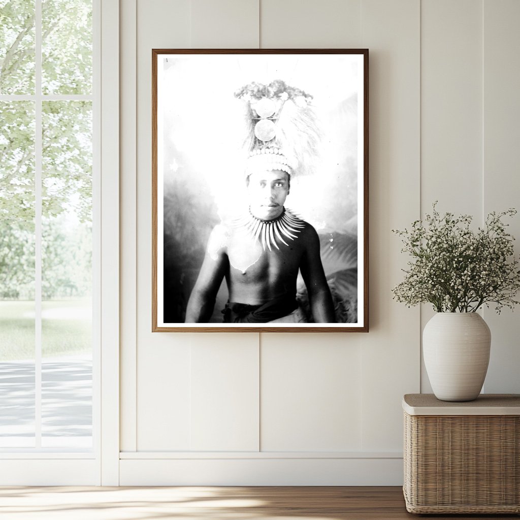Historic Samoan Chief Print, Vintage Art