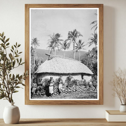 Historic A Tonga Home -- Fiji Print, Vintage Art