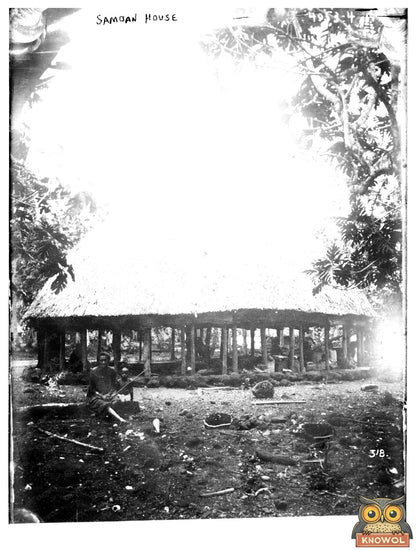 Historic Samoan house Print, Vintage Art