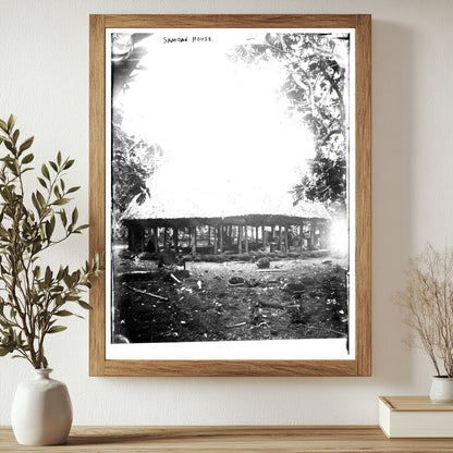 Historic Samoan house Print, Vintage Art