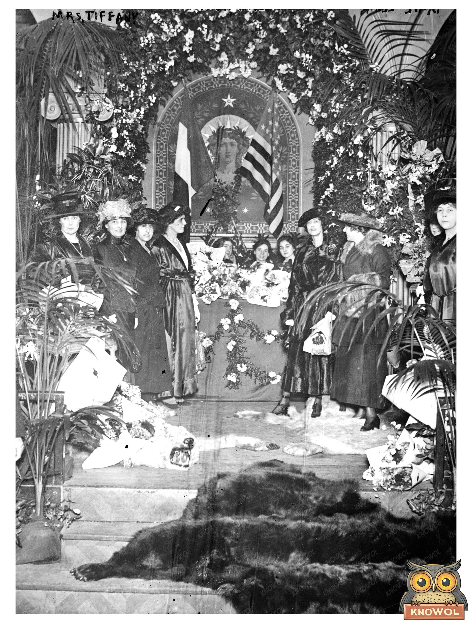 Historic French War Fete: Mrs. Sayles, Mrs. Jas. Blake, Mrs. John Garrett, Mrs. Tiffany, and Miss Sharp Print, Vintage Art