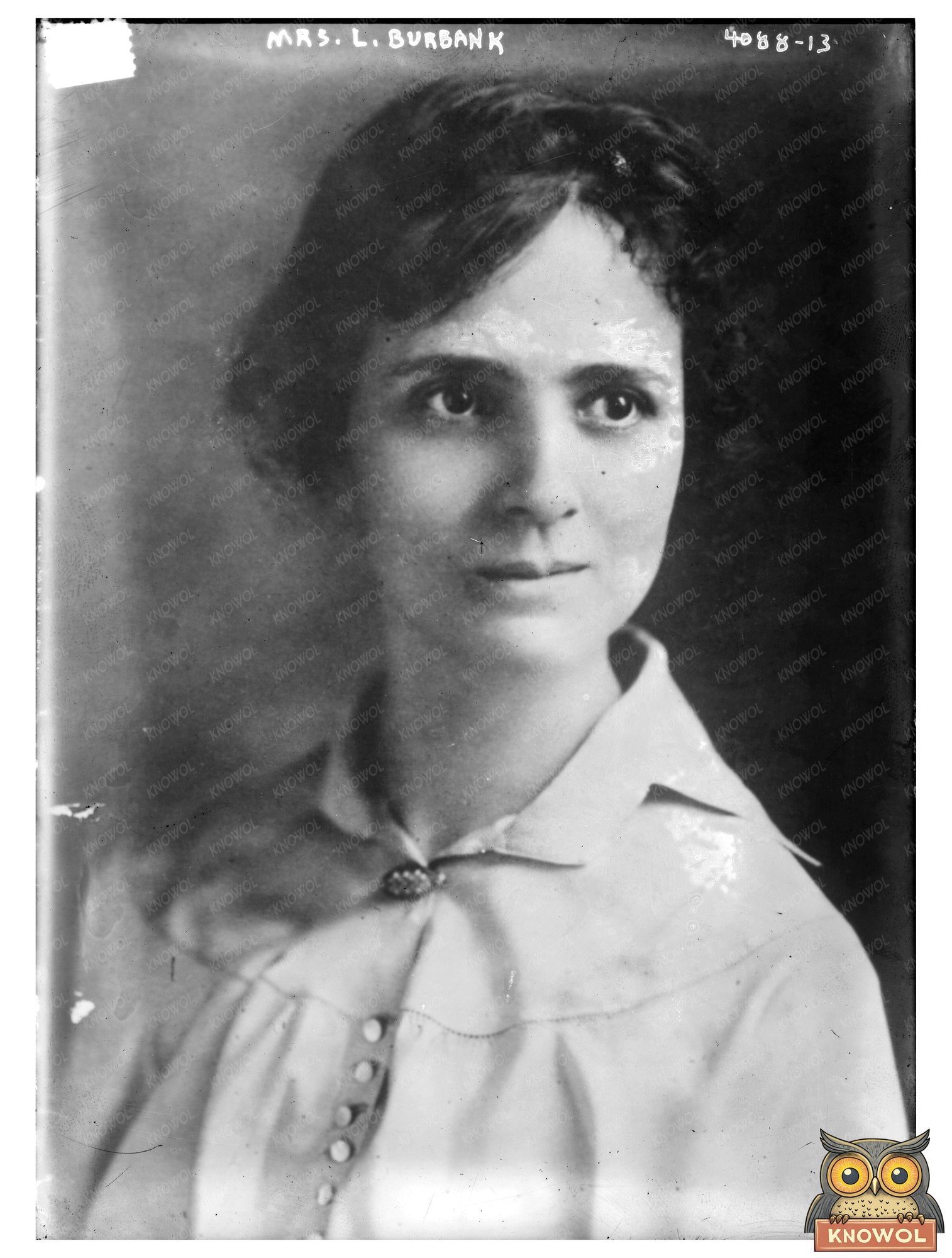 Historic Mrs. L. Burbank Print, Vintage Art