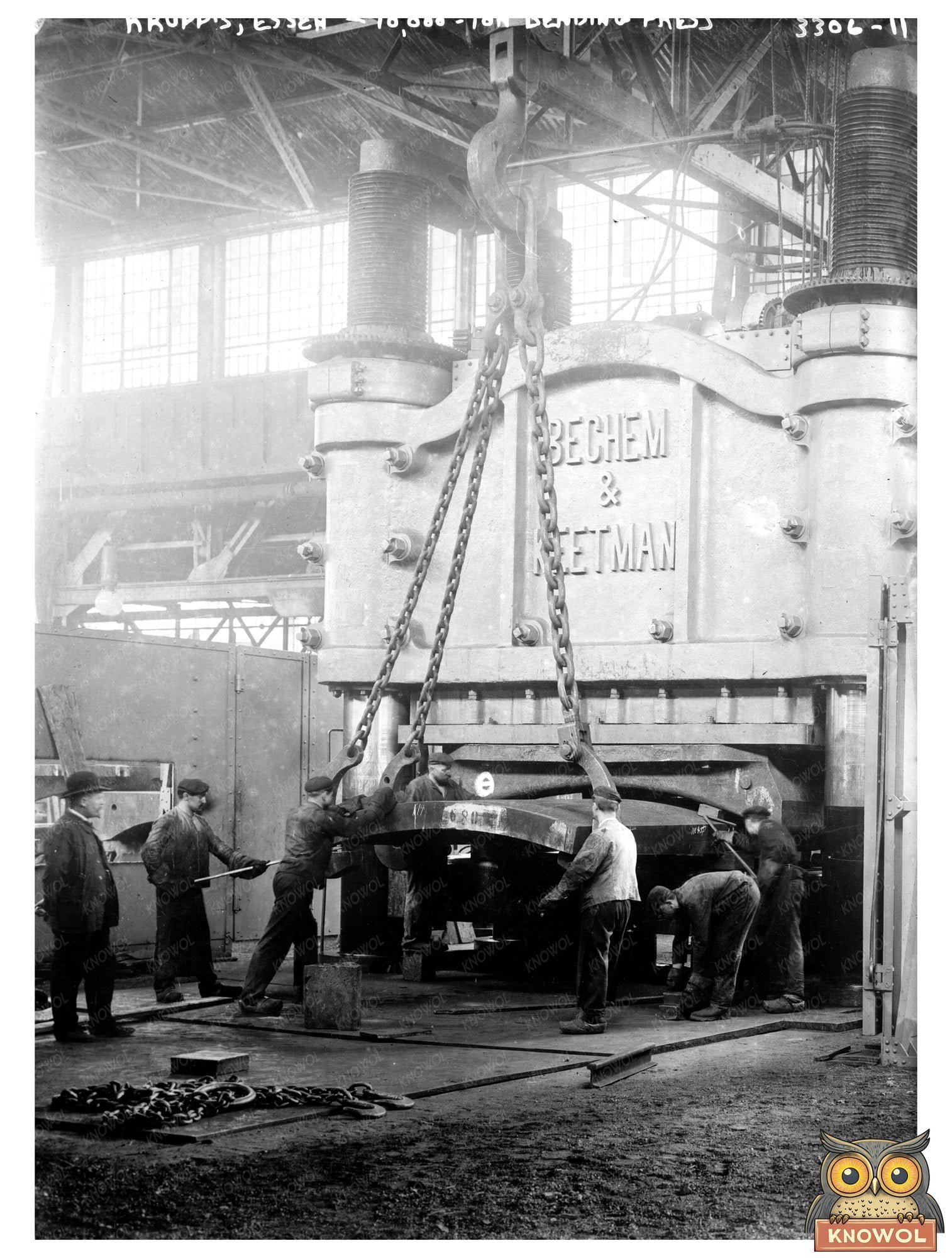 Historic Krupp's, Essen -- 10,000 ton bending press Print, Vintage Art