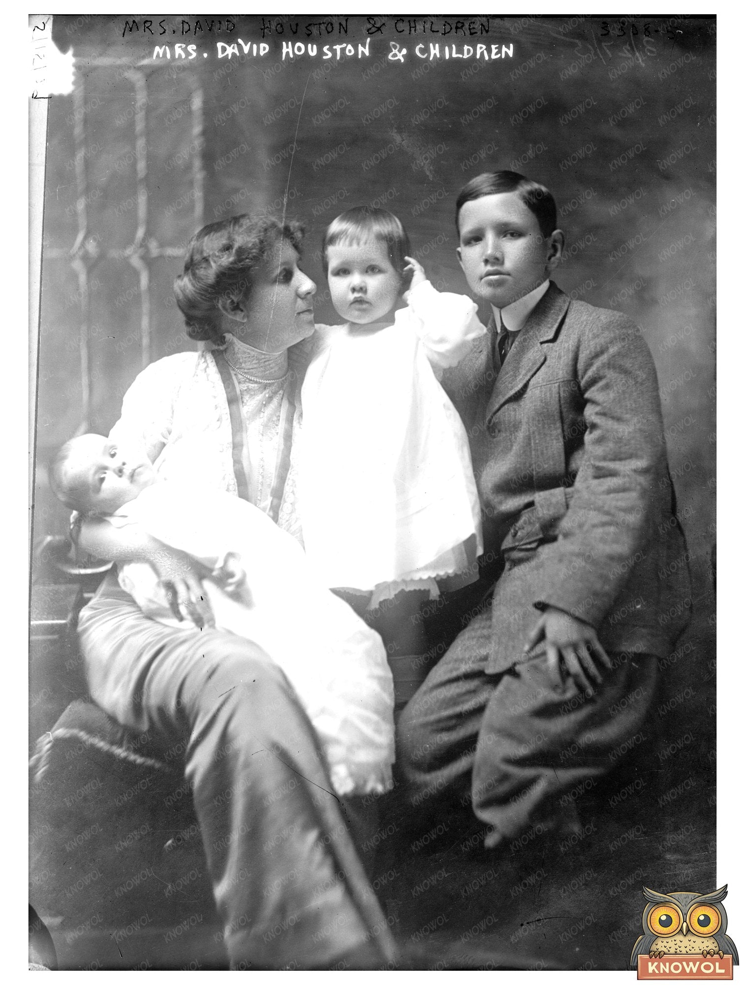 Historic Mrs. David Houston & children Print, Vintage Art