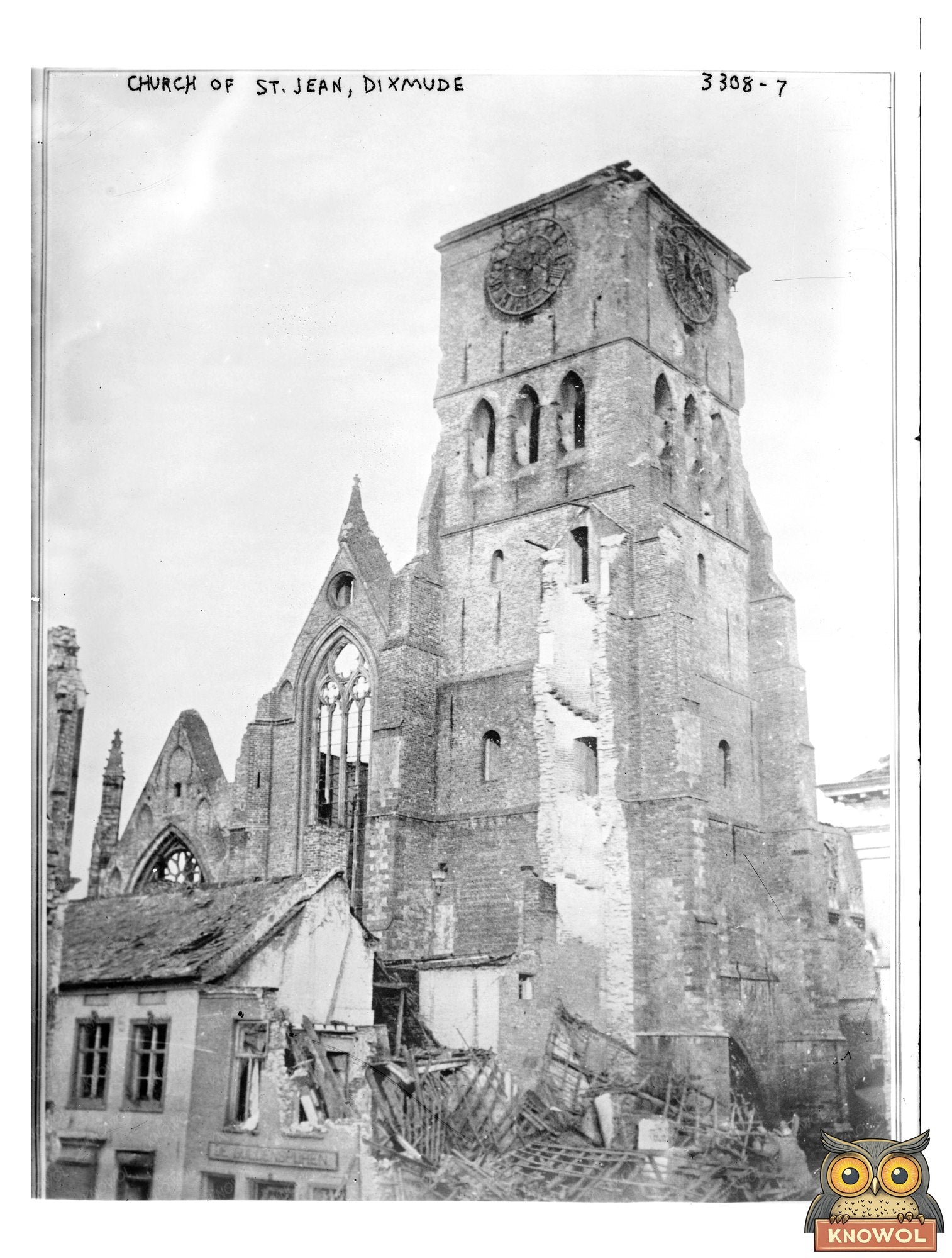 Historic Church of St. Jean, Dixmude Print, Vintage Art