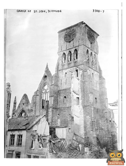 Historic Church of St. Jean, Dixmude Print, Vintage Art