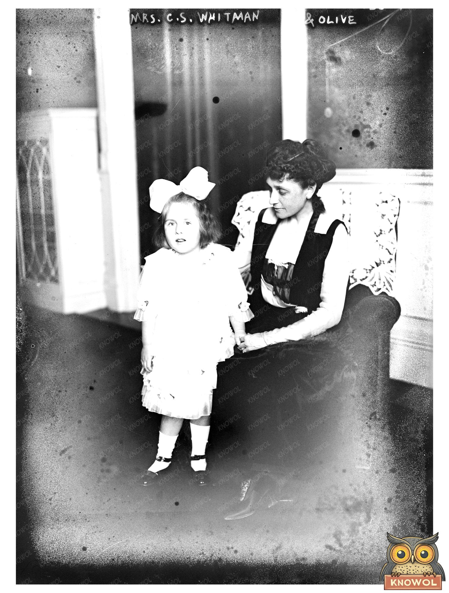 Historic Mrs. C.S. Whitman and Olive Print, Vintage Art