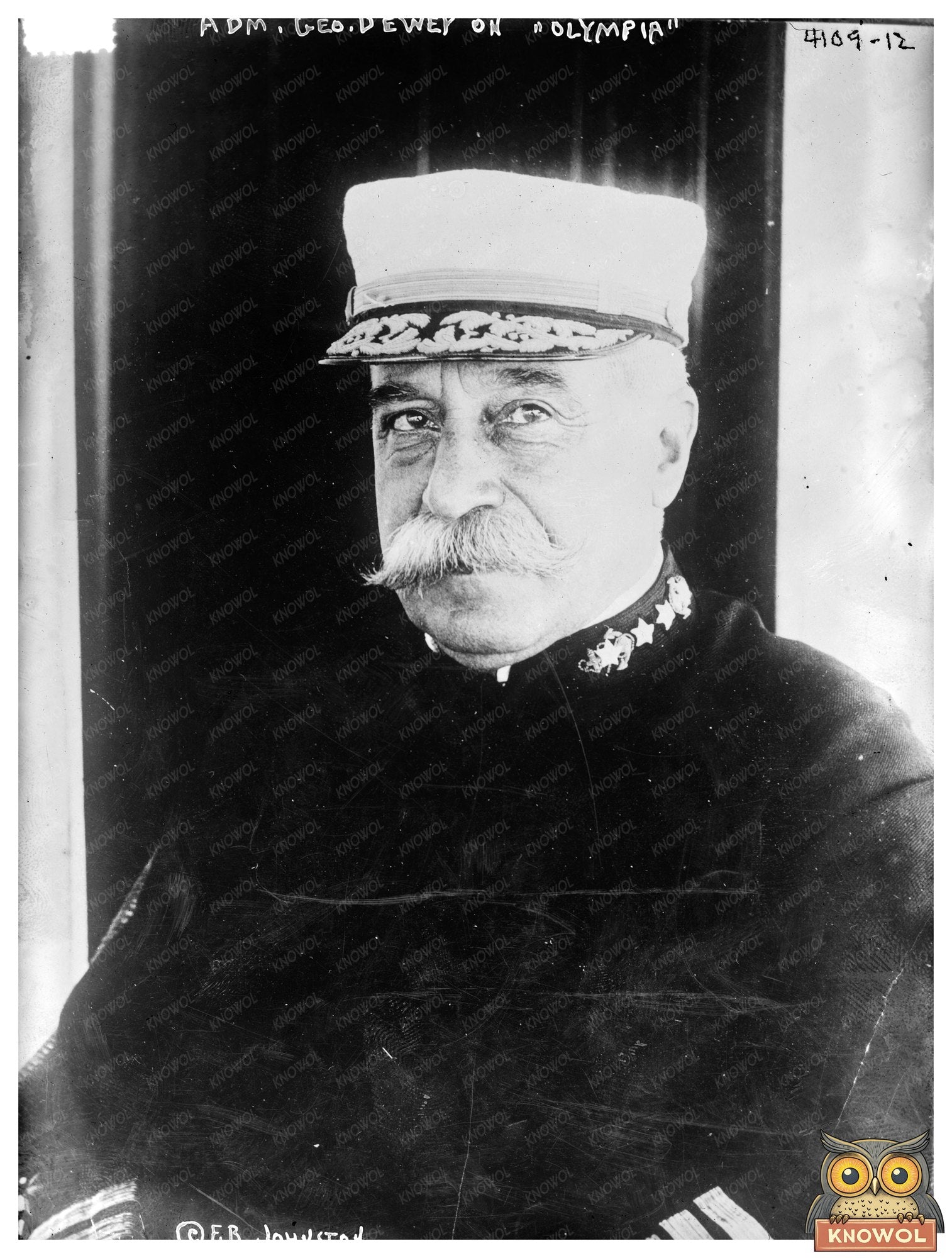 Historic Adm. Geo. Dewey on OLYMPIA Print, Vintage Art