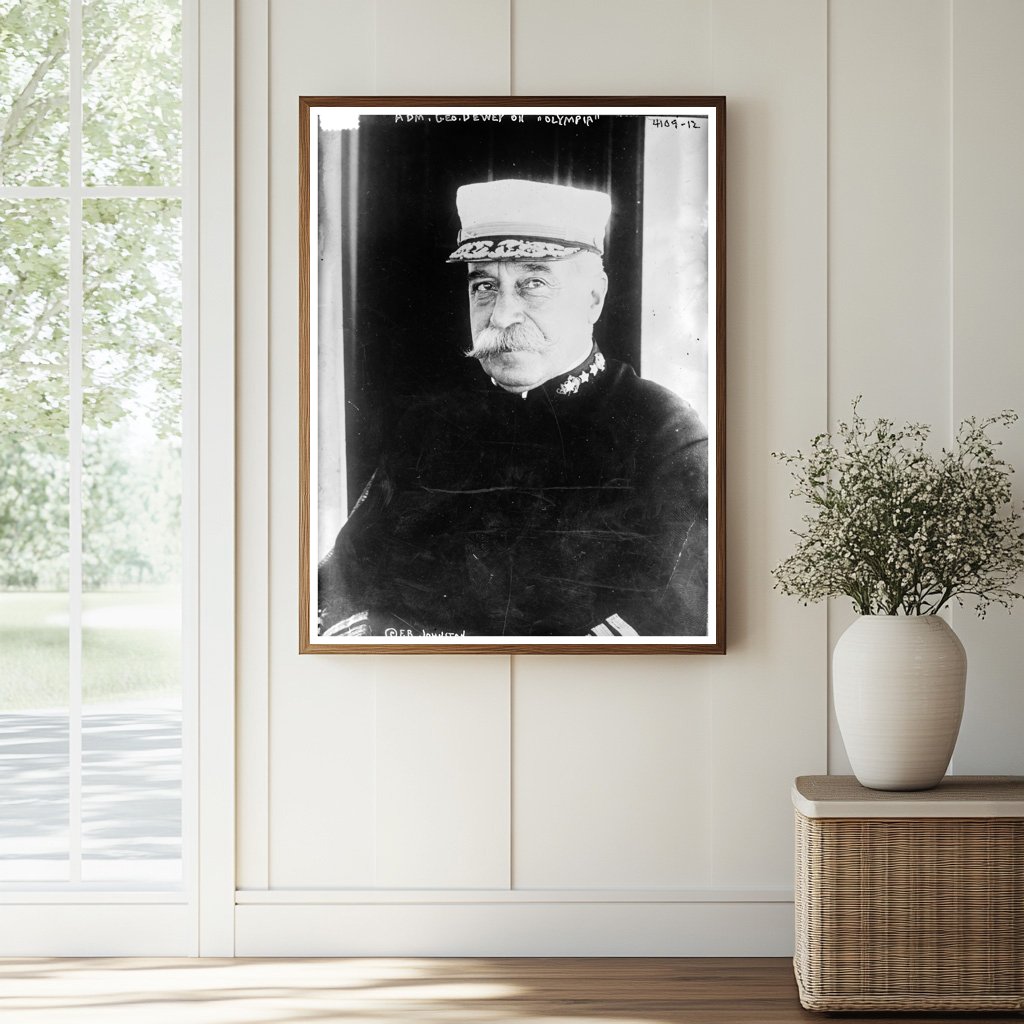 Historic Adm. Geo. Dewey on OLYMPIA Print, Vintage Art