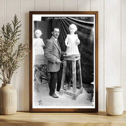 Dynamic Portrait of a 1917 Sculptor at Work