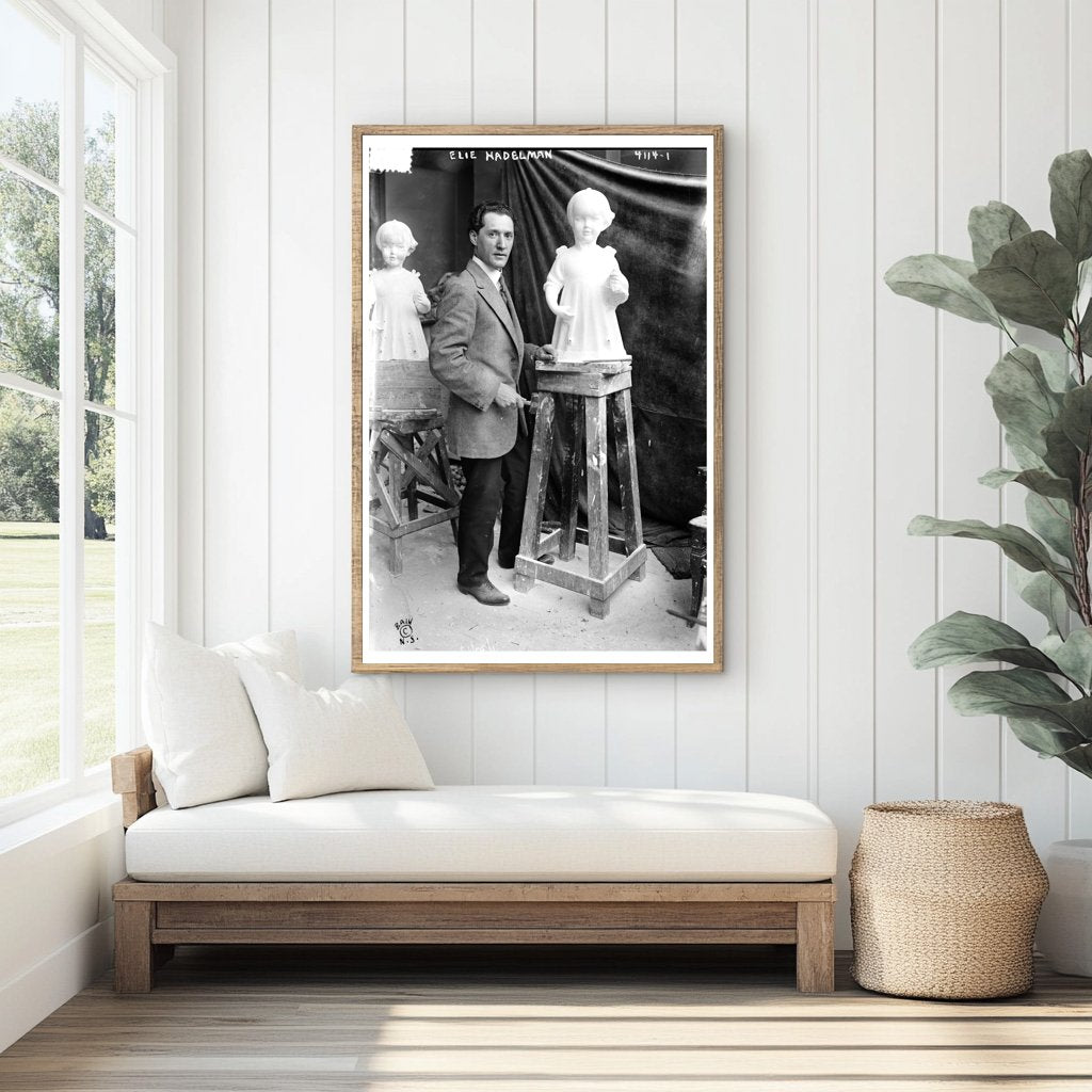 Dynamic Portrait of a 1917 Sculptor at Work