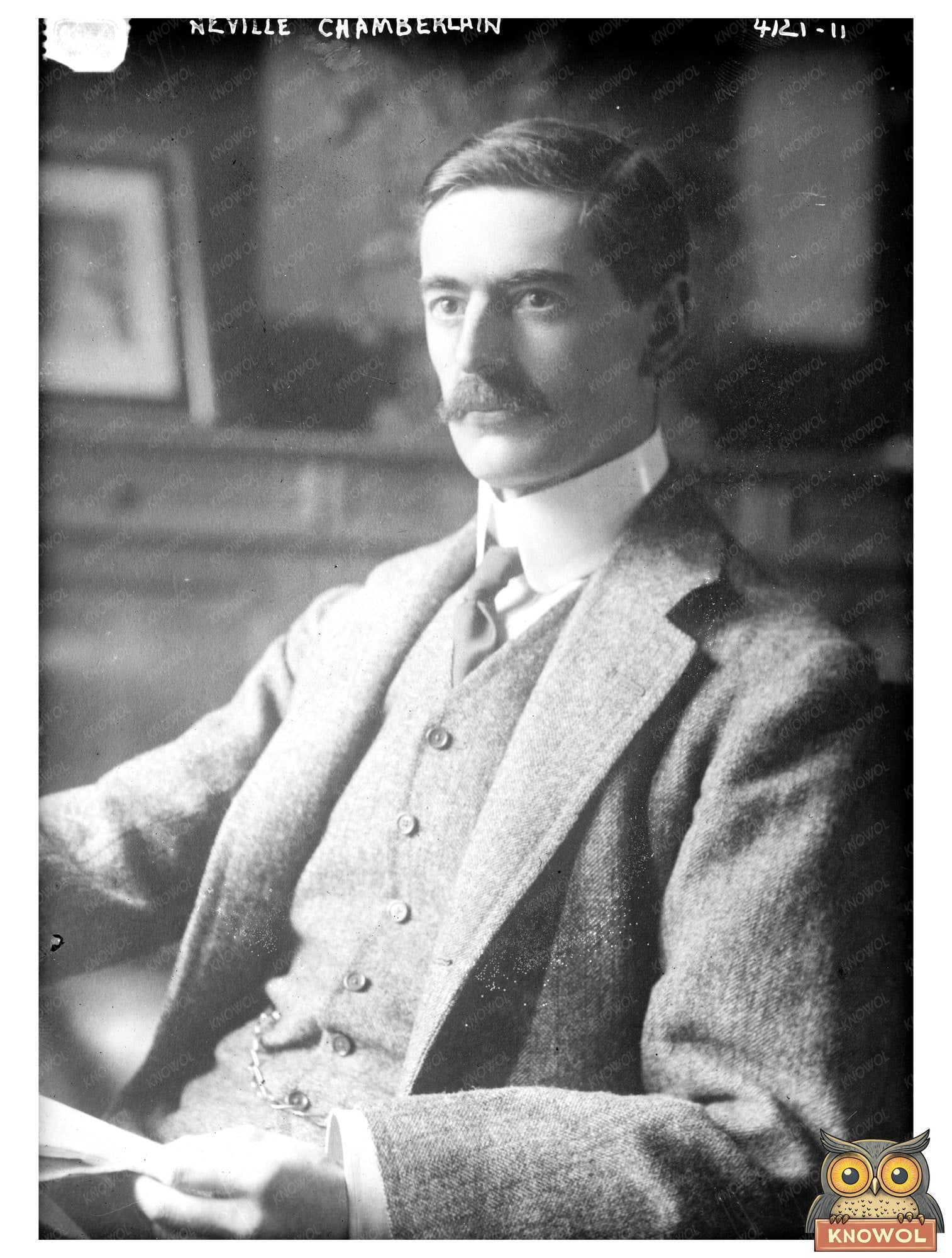 Historic Neville Chamberlain Print, Vintage Art