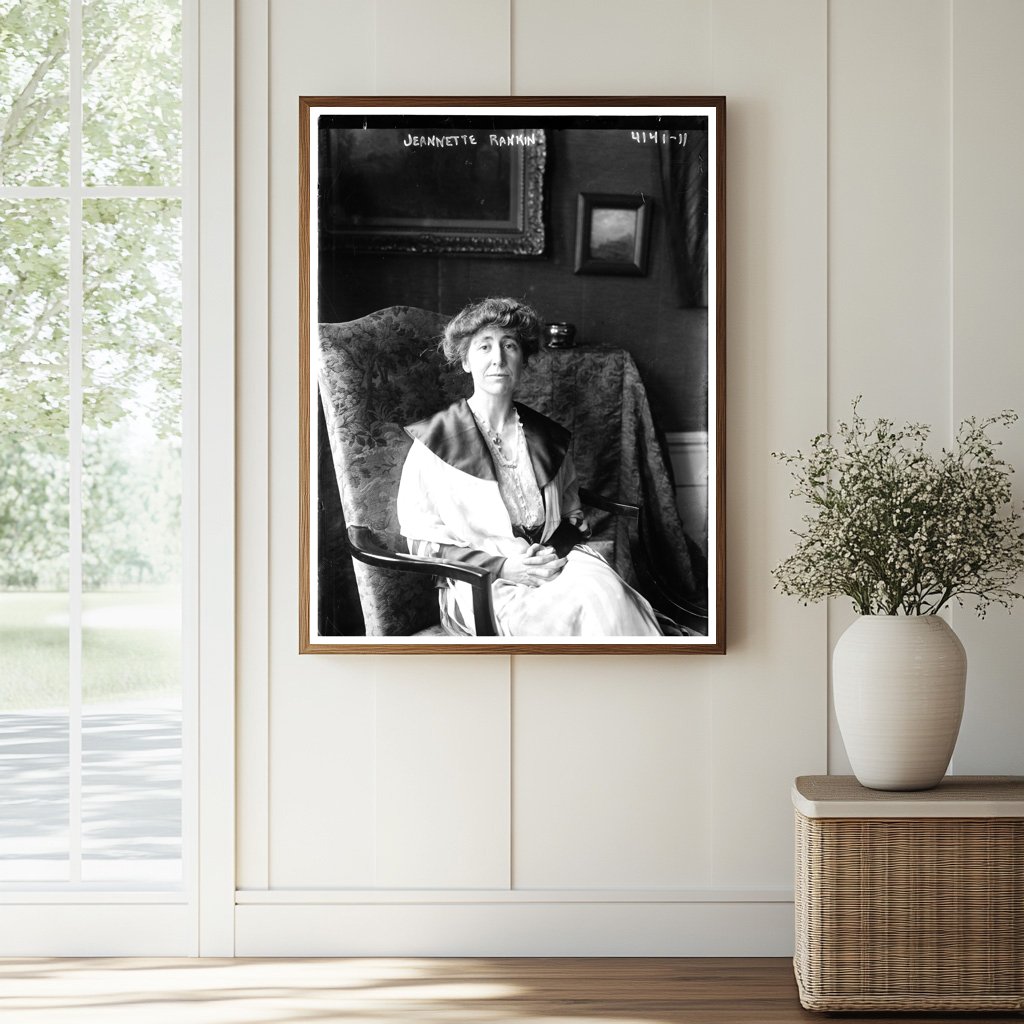 Historic Jeannette Rankin Print, Vintage Art
