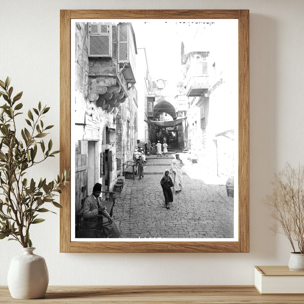 Historic David St., Jerusalem Print, Vintage Art