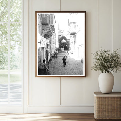 Historic David St., Jerusalem Print, Vintage Art