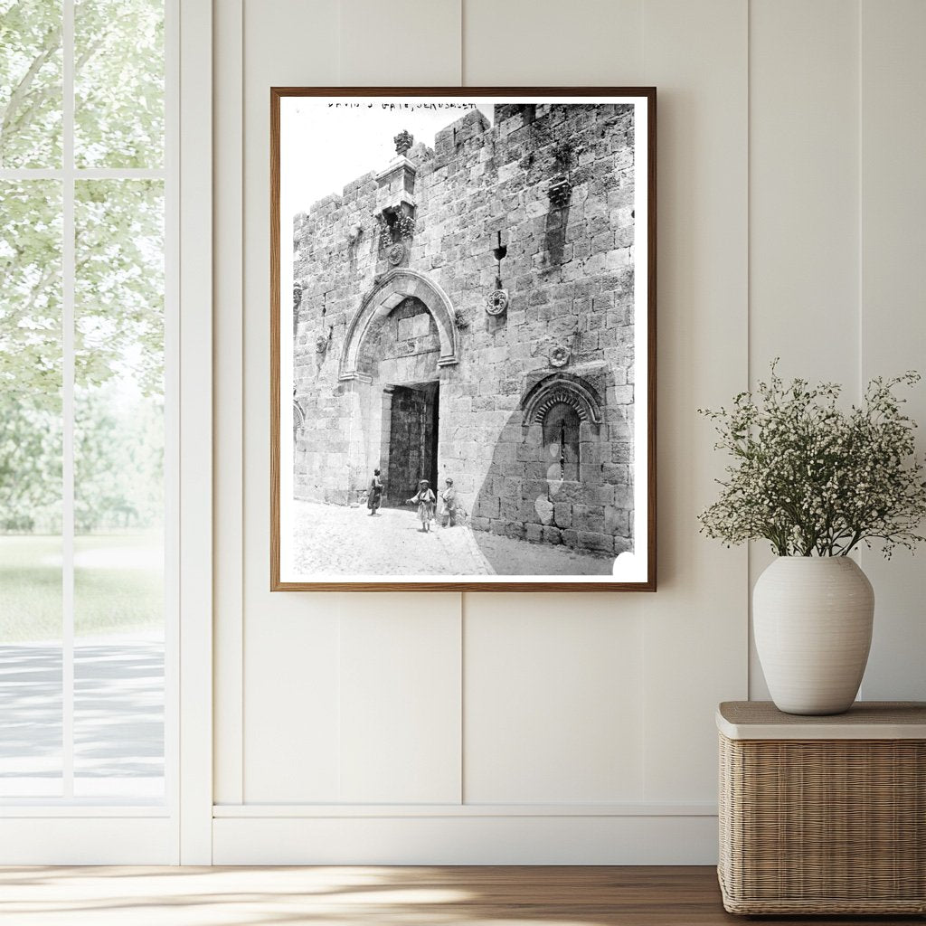 Historic David's gate, Jerusalem Print, Vintage Art