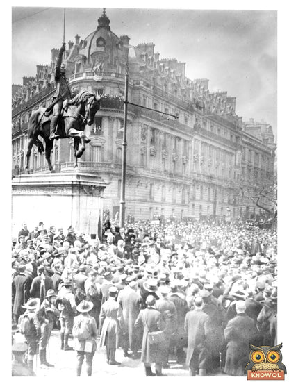 Historic French American demonstration, Place D'Iena Print, Vintage Art