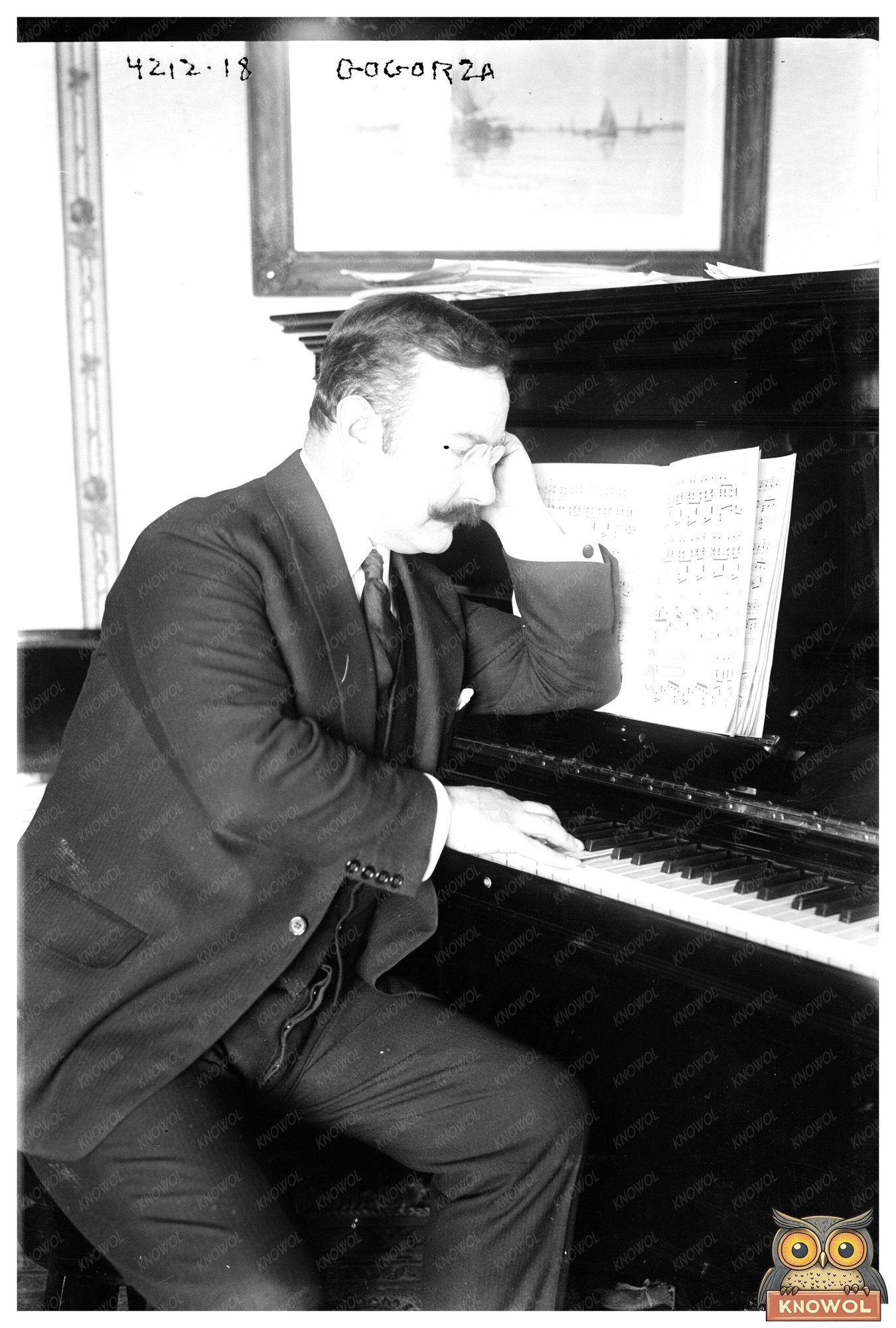 Vintage Portrait of a Pianist in Concert, 1915-1920