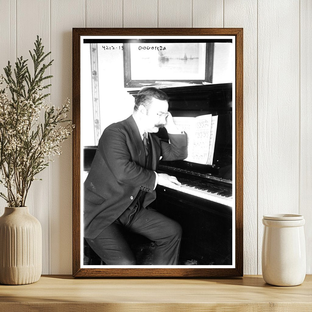 Vintage Portrait of a Pianist in Concert, 1915-1920