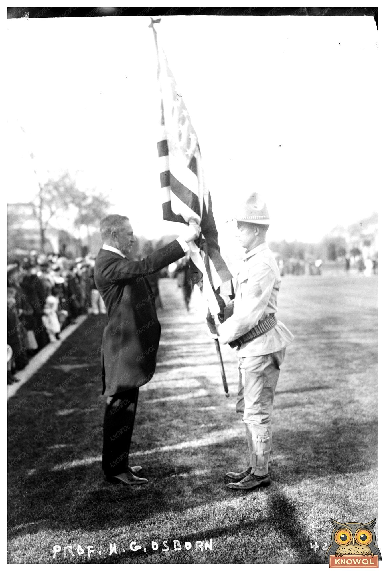 Early 20th Century Geologist with Old Glory
