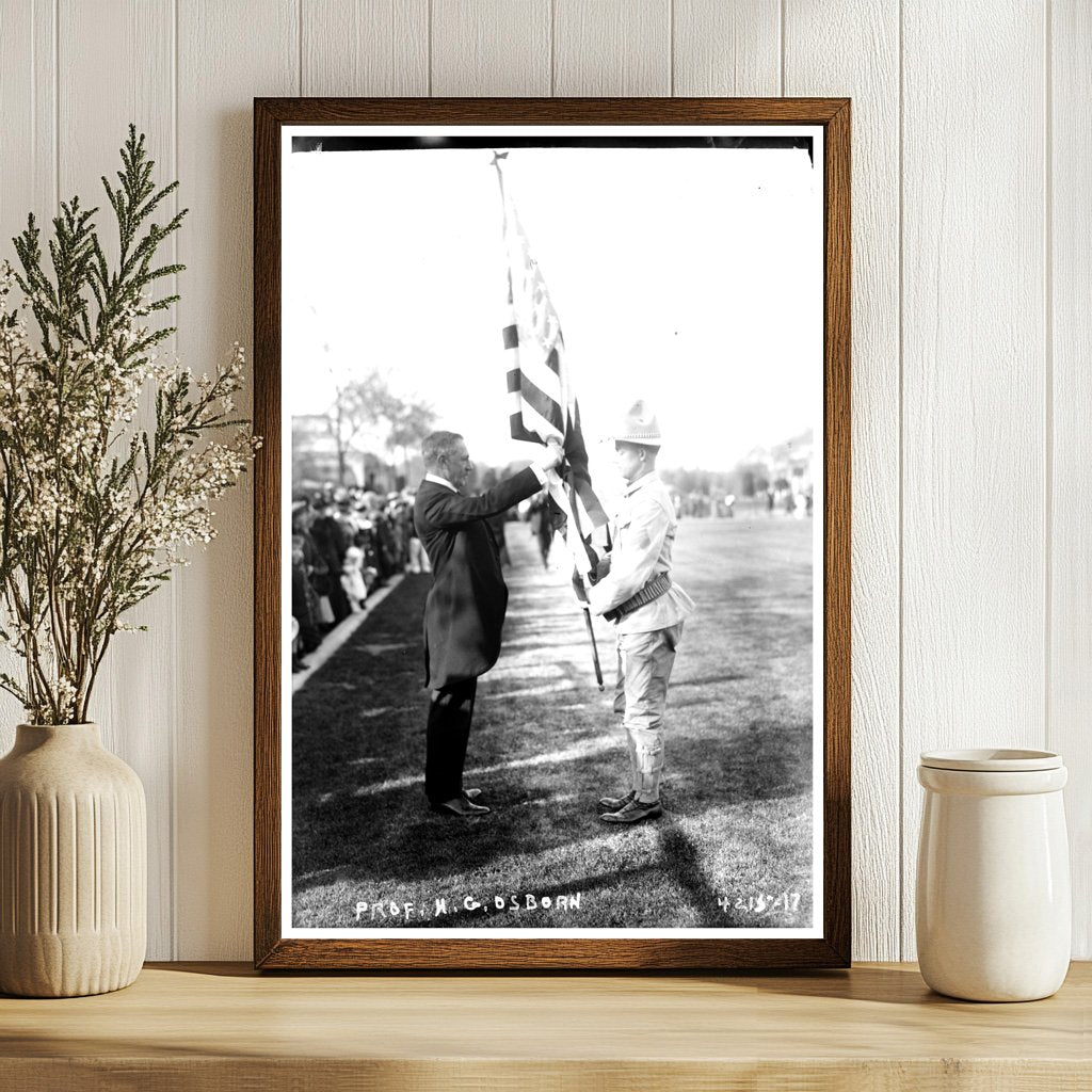 Early 20th Century Geologist with Old Glory