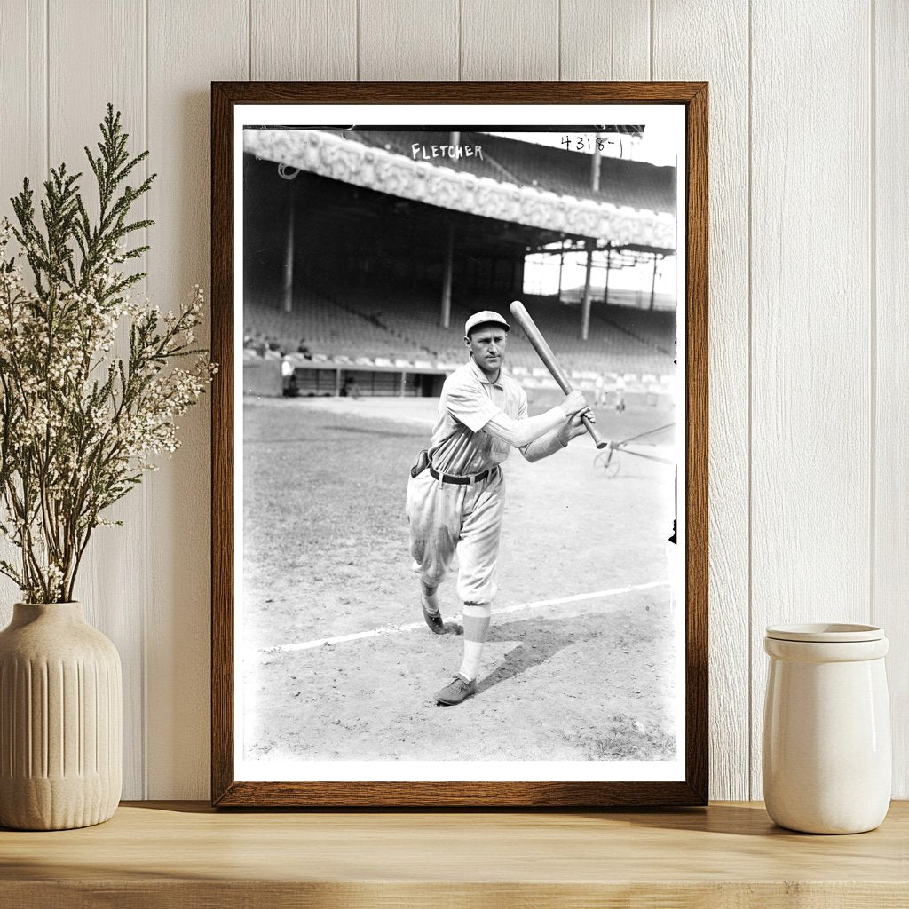 1917 Baseball Star Art Fletcher in Action