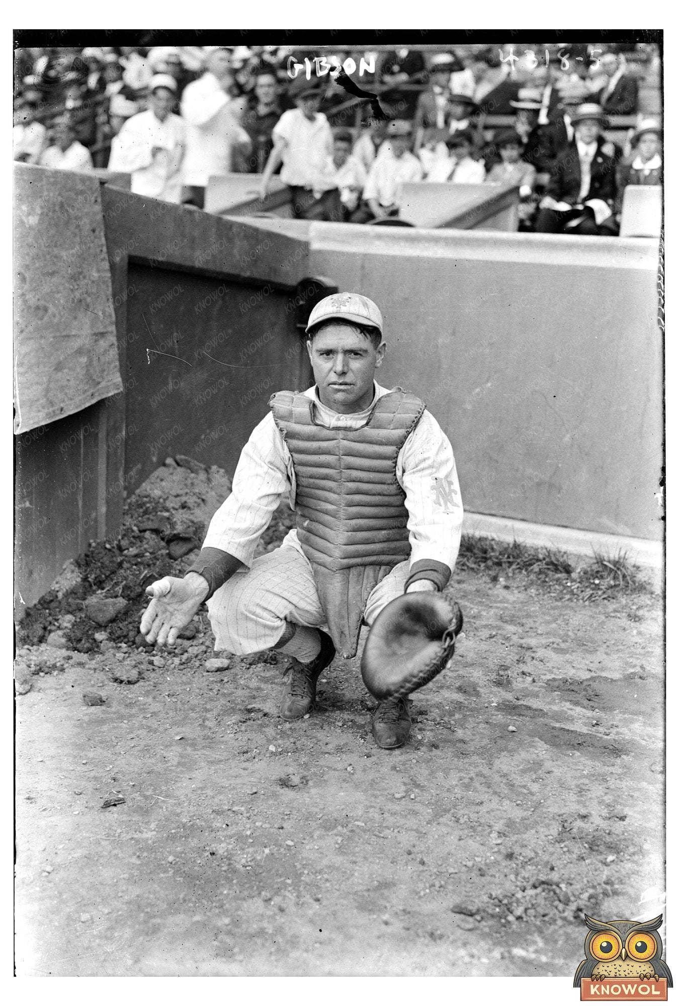Vintage 1917 Glass Negative of New York Baseball Catcher