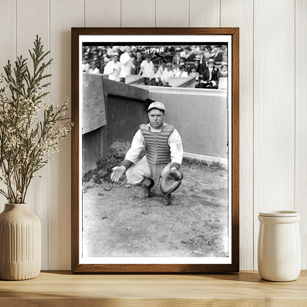 Vintage 1917 Glass Negative of New York Baseball Catcher