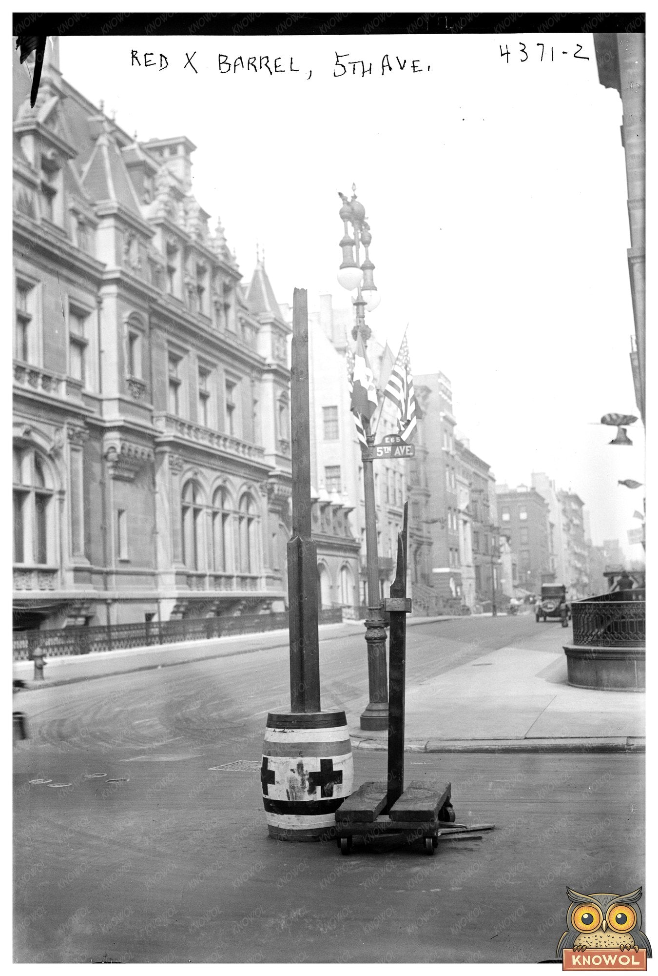 Historic Red Cross Barrel on 5th Avenue, 1915-1920