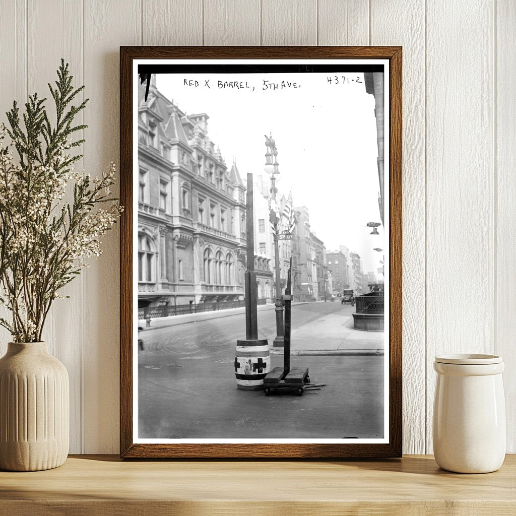 Historic Red Cross Barrel on 5th Avenue, 1915-1920